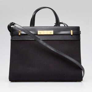 Yves Saint Laurent Black Canvas/Leather Manhattan Small Tote Bag